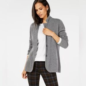 Charter Club Women's Heather Gray Cardigan 100%cashmere
